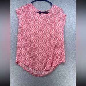 Pink Rose Coral Geometric Blouse